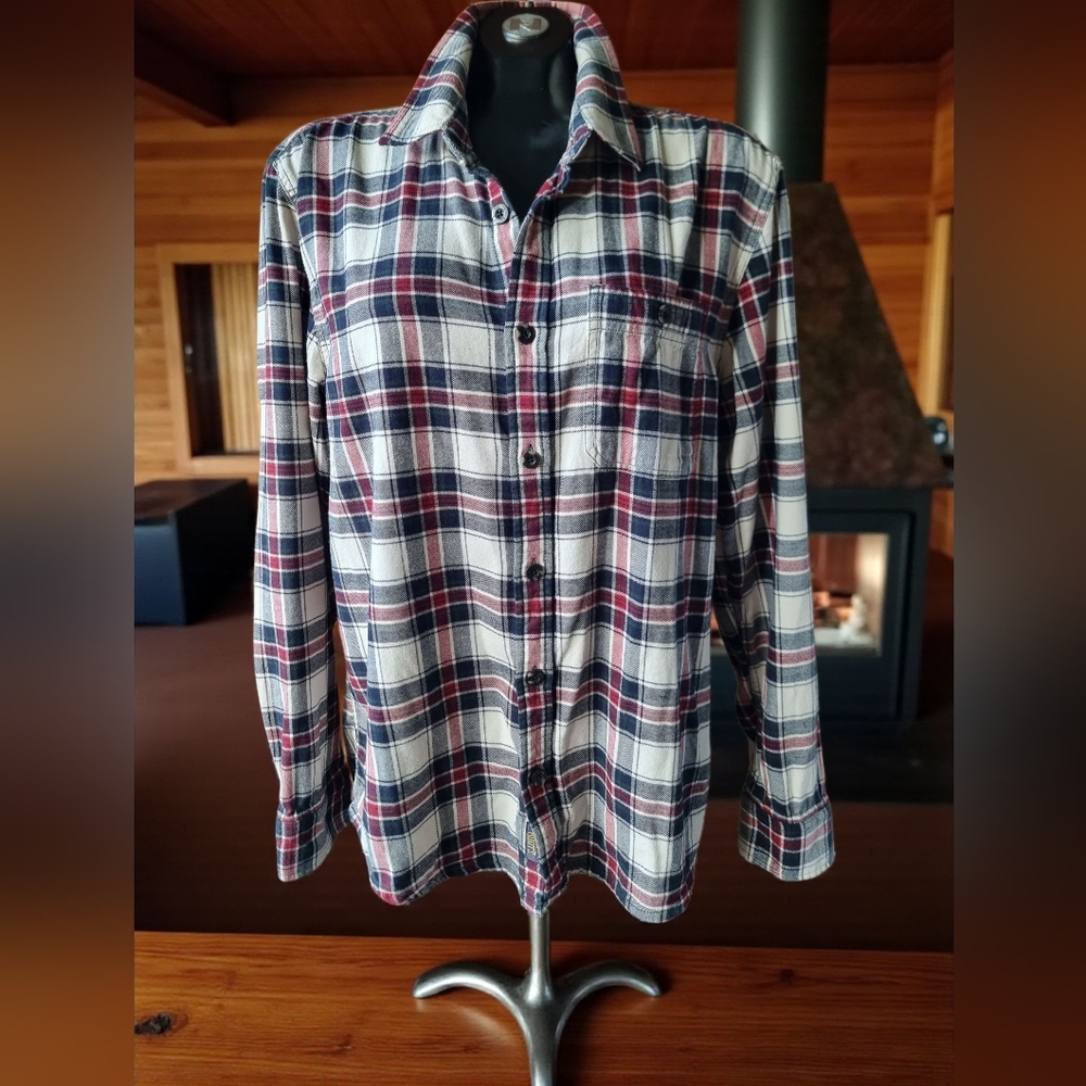 Roots Soft Cotton Men's Plaid Button-Up Shirt Size L